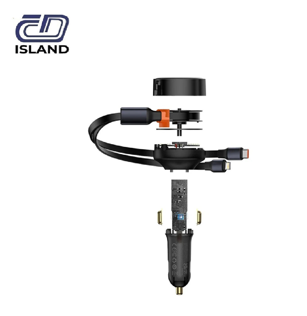 CAR CHG BASEUS 30W RETRACTABLE
